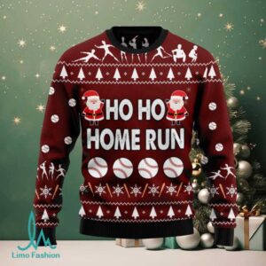 Baseball Hoho Home Run Ugly Christmas Sweater