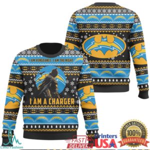 Batman And Los Angeles Chargers themed knitted Christmas jumper Ugly Sweater