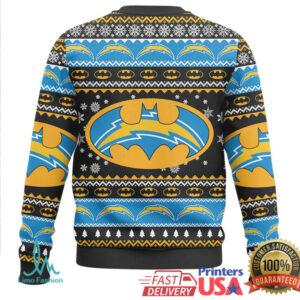 Batman And Los Angeles Chargers themed knitted Christmas jumper Ugly Sweater
