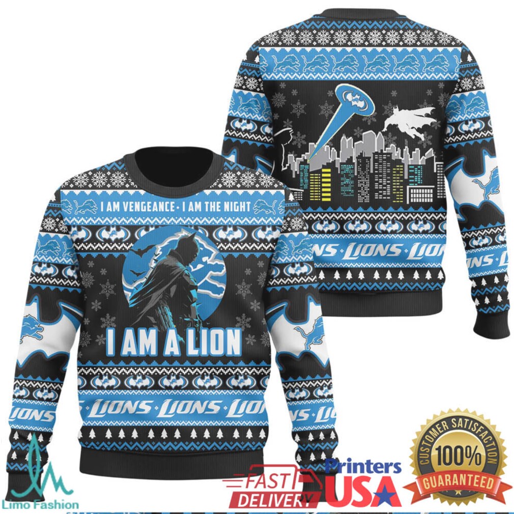 Batman I Am Vengeance Detroit Lions Ugly Christmas Sweater Batman I Am Vengeance Detroit Lions Ugly Christmas Sweater