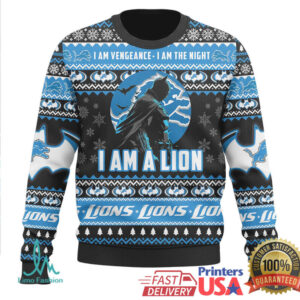 Batman I Am Vengeance Detroit Lions Ugly Christmas Sweater