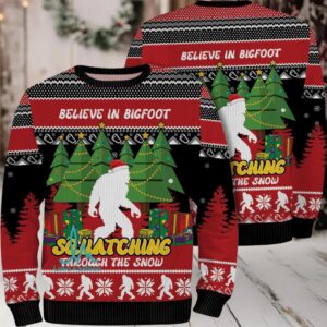 Believe in Bigfoot Christmas Trees Funny Ugly Christmas Sweater Believe in Bigfoot Christmas Trees Funny Ugly Christmas Sweater