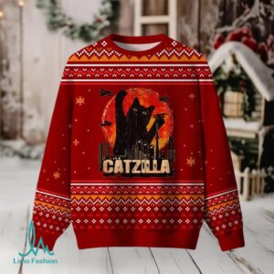 Black Cat Ugly Christmas Fuzzy Fleece Sweatshirt