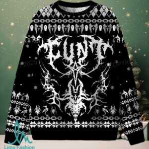 Black Punk Cxxt Christmas Knit Sweatshirt