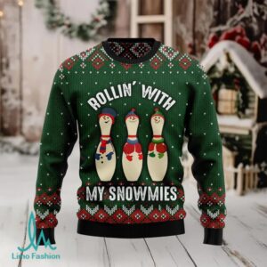 Bowling Rollin’ With My Snowmies Ugly Christmas Sweater