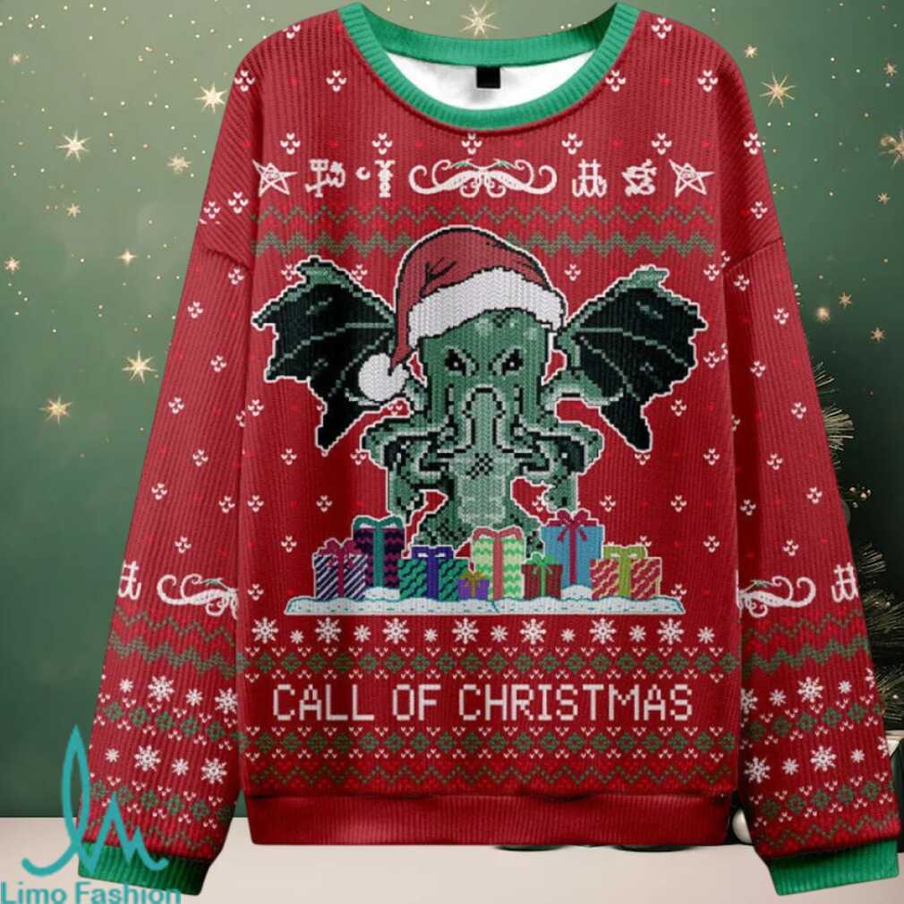 Call of Christmas Red Ugly Christmas Fuzzy Fleece Sweatshirt - Front view