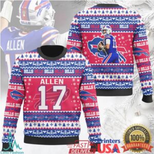 Christmas Bills Josh Allen 17 Football Ugly Sweater