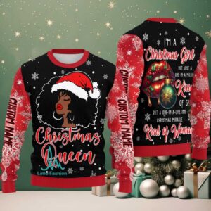 Christmas Queen Hoodie – Holiday Afro Woman Sweatshirt