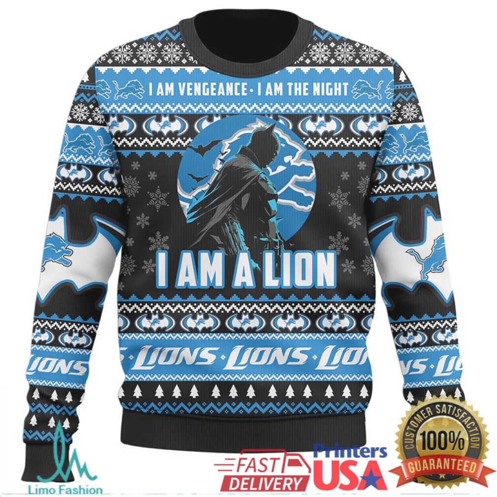 Custom Batman x Detroit Lions Ugly Christmas Sweater Custom Batman x Detroit Lions Ugly Christmas Sweater