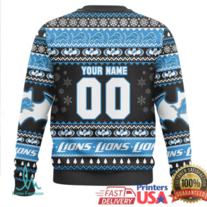 Custom Batman x Detroit Lions Ugly Christmas Sweater