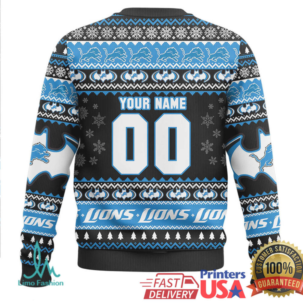 Custom Batman x Detroit Lions Ugly Christmas Sweater Custom Batman x Detroit Lions Ugly Christmas Sweater