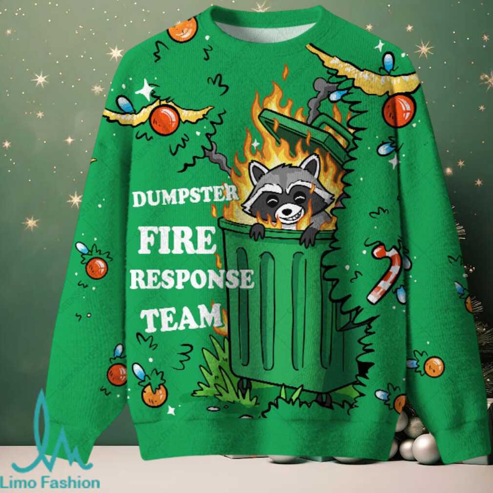 Dumpster Fire Response Team Humour Ugly Christmas Fuzzy Fleece Sweatshirt