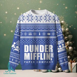 Dunder Mifflin Holiday Spirit Blue Ugly Christmas Fuzzy Fleece Sweatshirt Dunder Mifflin Holiday Spirit Blue Ugly Christmas Fuzzy Fleece Sweatshirt