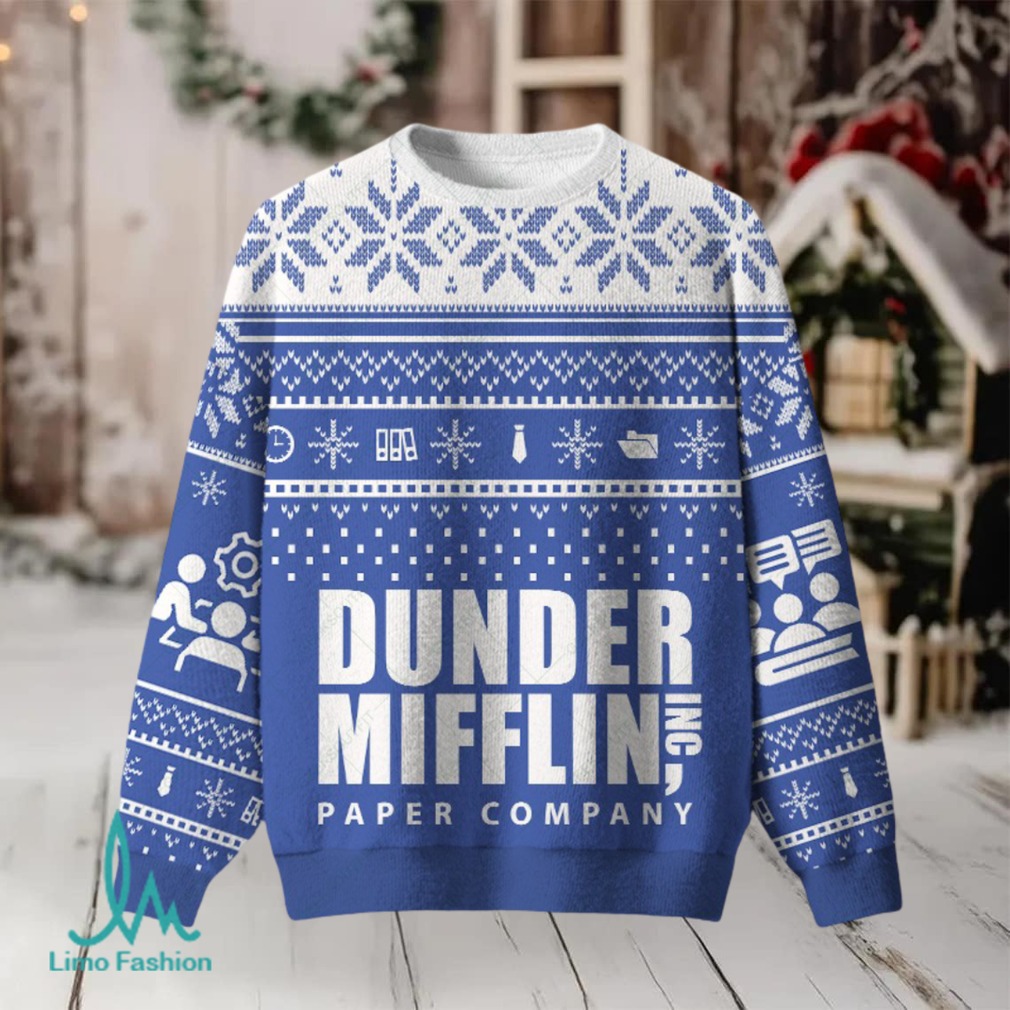 Dunder Mifflin Holiday Spirit Blue Ugly Christmas Fuzzy Fleece Sweatshirt Dunder Mifflin Holiday Spirit Blue Ugly Christmas Fuzzy Fleece Sweatshirt
