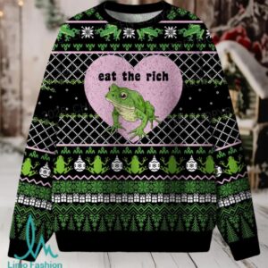 Eat The Rich Frog Christmas Knit Sweatshirt Eat The Rich Frog Christmas Knit Sweatshirt