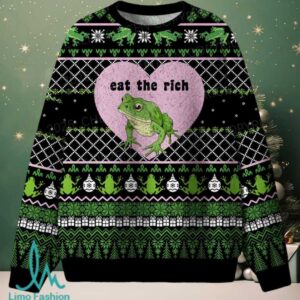 Eat The Rich Frog Christmas Knit Sweatshirt