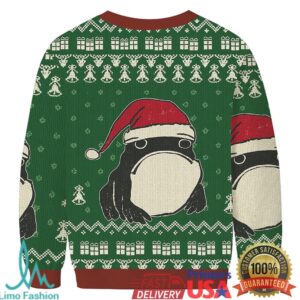 Frog Wearing Santa Hat Green Christmas Ugly Sweatshirt