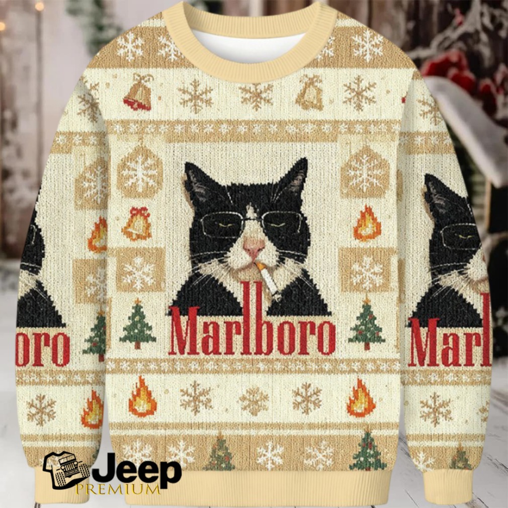 Funny Cat Smoking Cigarette Meme Christmas Ugly Sweatshirt Funny Cat Smoking Cigarette Meme Christmas Ugly Sweatshirt