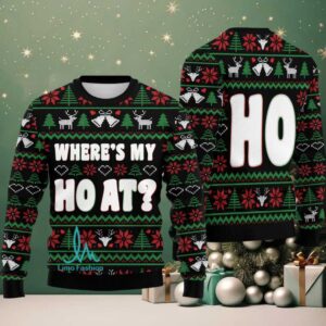 Funny Christmas Hoodie – Where’s My Ho At Ugly Sweater Gift for Men Women