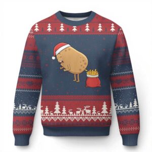 Funny French Fries Xmas Ugly Christmas Sweater Potato Food Eaters