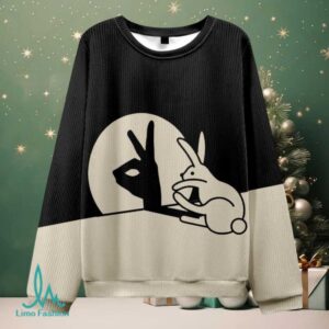 Funny Rabbit Hand Shadow Puppets Bunny Figure Pop Art Fuzzy Fleece Sweatshirt