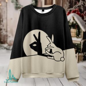 Funny Rabbit Hand Shadow Puppets Bunny Figure Pop Art Fuzzy Fleece Sweatshirt