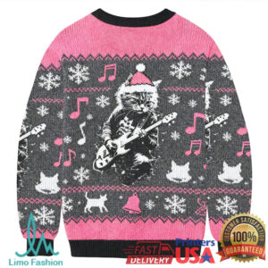 Funny Rock Cat Guitar Christmas Ugly Sweatshirt