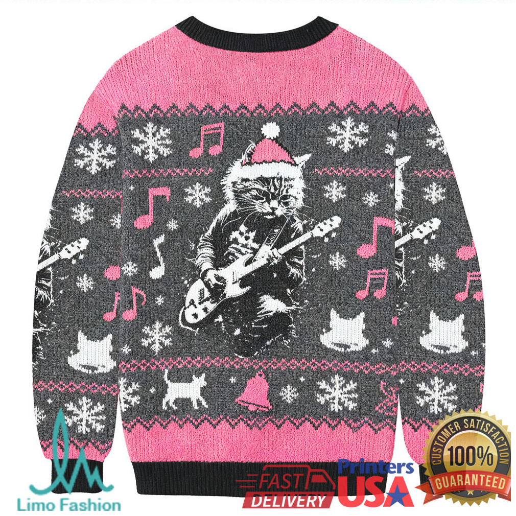 Funny Rock Cat Guitar Christmas Ugly Sweatshirt Funny Rock Cat Guitar Christmas Ugly Sweatshirt