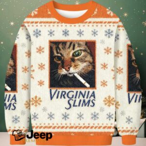 Funny Smoking Cat Christmas Ugly Sweatshirt