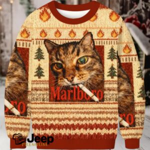 Funny Smoking Cat Meme Christmas Ugly Sweatshirt