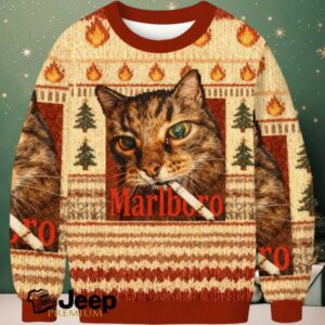 Funny Smoking Cat Meme Christmas Ugly Sweatshirt