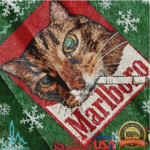 Funny Smoking Cat Meme Green Christmas Ugly Sweatshirt