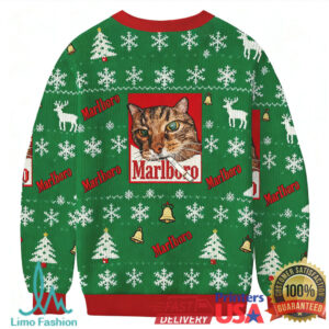 Funny Smoking Cat Meme Green Christmas Ugly Sweatshirt