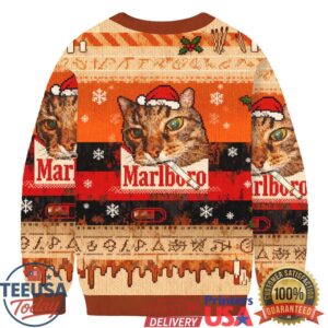 Funny Smoking Cat Meme Marlboro Christmas Ugly Sweatshirt