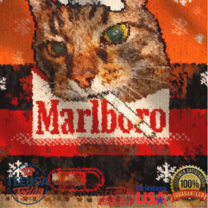 Funny Smoking Cat Meme Marlboro Christmas Ugly Sweatshirt