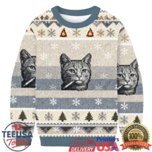 Funny Smoking Cat Meme Ugly Sweatshirt