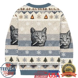 Funny Smoking Cat Meme Ugly Sweatshirt
