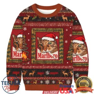 Funny Smoking Cat Meo Meo Meme Christmas Ugly Sweatshirt