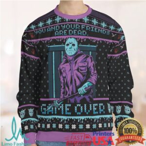 Game Over Friday the 13th Ugly Christmas Sweatshirt