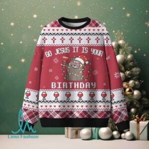 Go Jesus It Is Your Birthday Furry Christian Lightweight Sweater