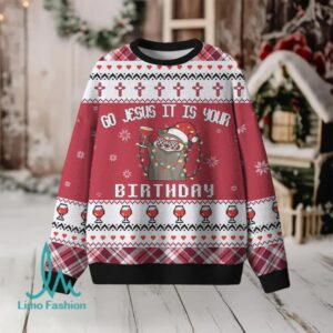 Go Jesus It Is Your Birthday Furry Christian Lightweight Sweater
