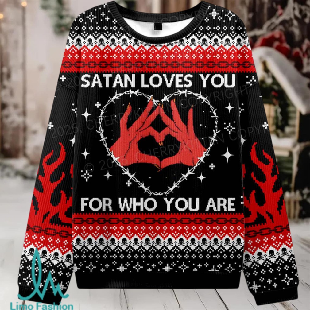 Halloween Satan Loves You Heart Christmas Knit Sweatshirt Halloween Satan Loves You Heart Christmas Knit Sweatshirt