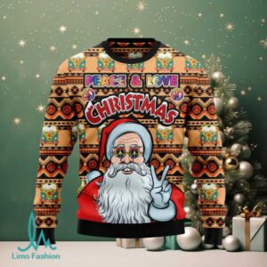 Hippie Santa Claus Peace And Love Ugly Christmas Sweater