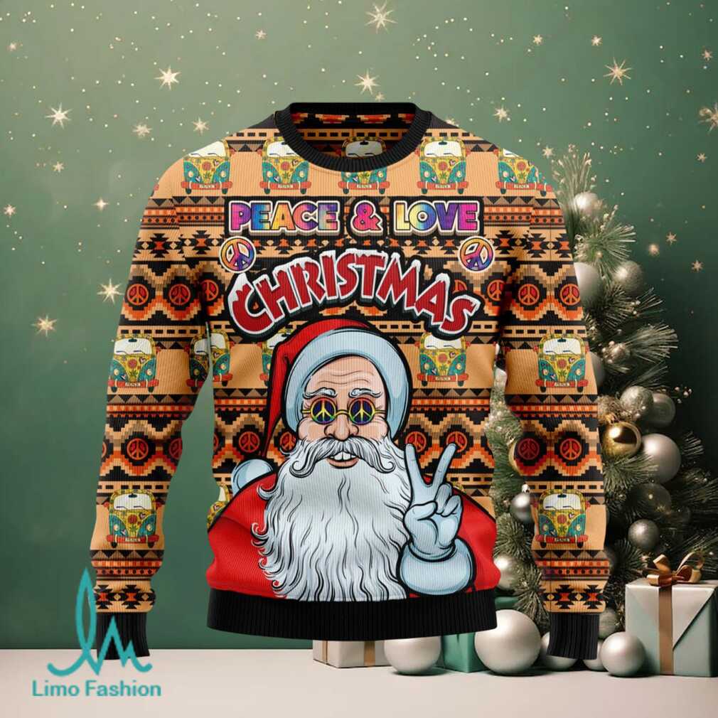 Hippie Santa Claus Peace And Love Ugly Christmas Sweater Hippie Santa Claus Peace And Love Ugly Christmas Sweater