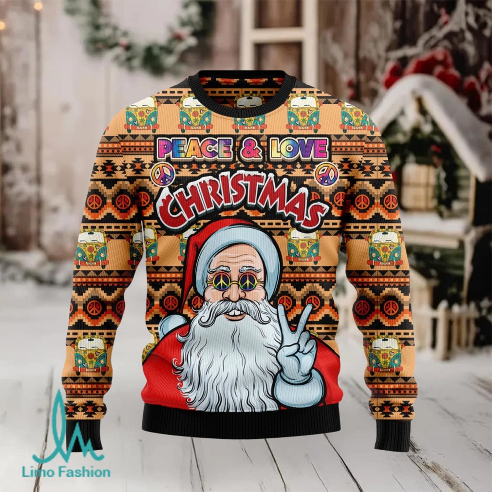 Hippie Santa Claus Peace And Love Ugly Christmas Sweater Hippie Santa Claus Peace And Love Ugly Christmas Sweater