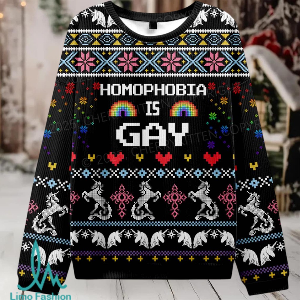 Homophobia Is Gay Pride Christmas Knit Sweatshirt Homophobia Is Gay Pride Christmas Knit Sweatshirt