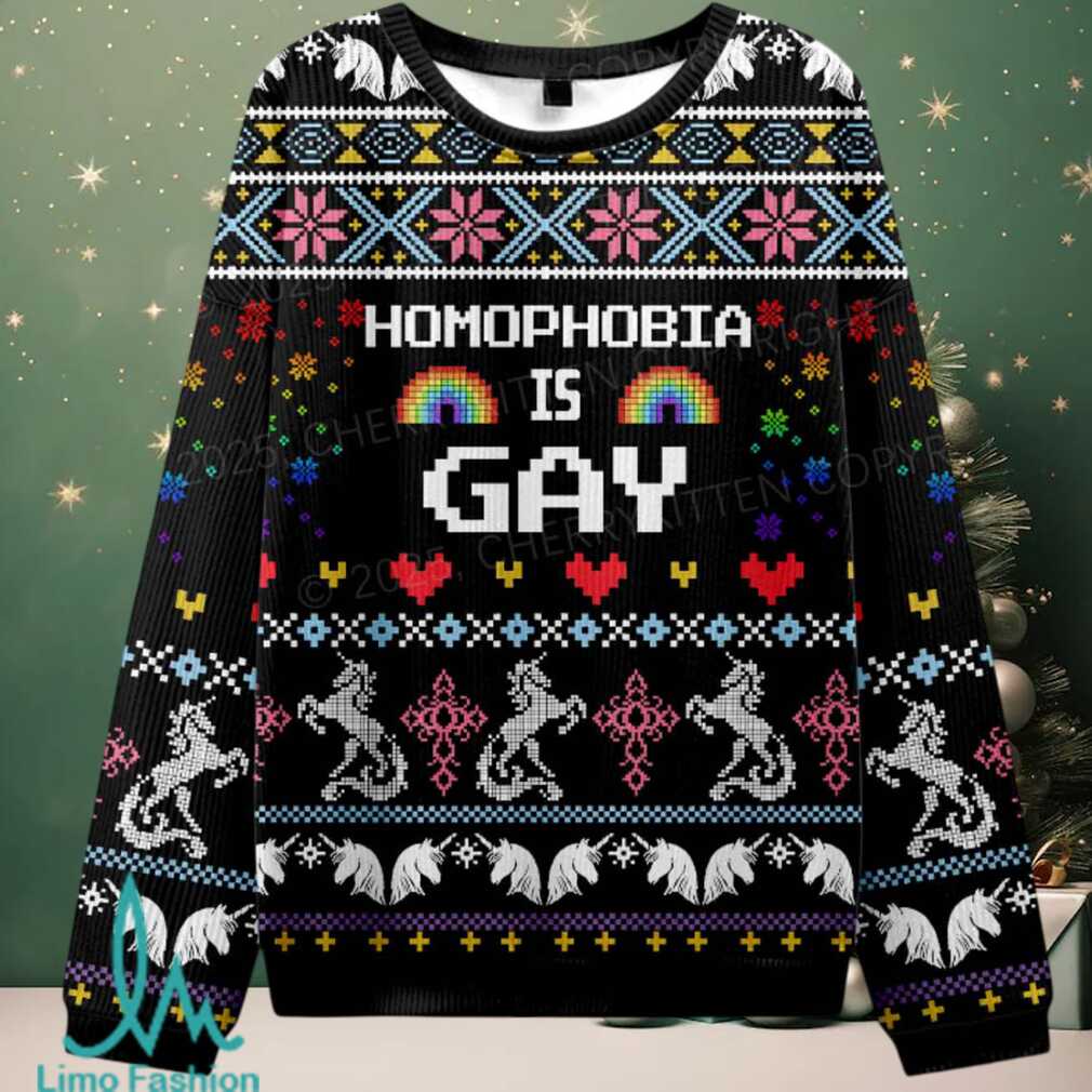 Homophobia Is Gay Pride Christmas Knit Sweatshirt Homophobia Is Gay Pride Christmas Knit Sweatshirt
