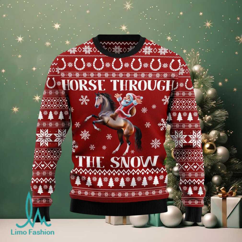 Horse Through The Snow Ugly Christmas Sweater Horse Through The Snow Ugly Christmas Sweater