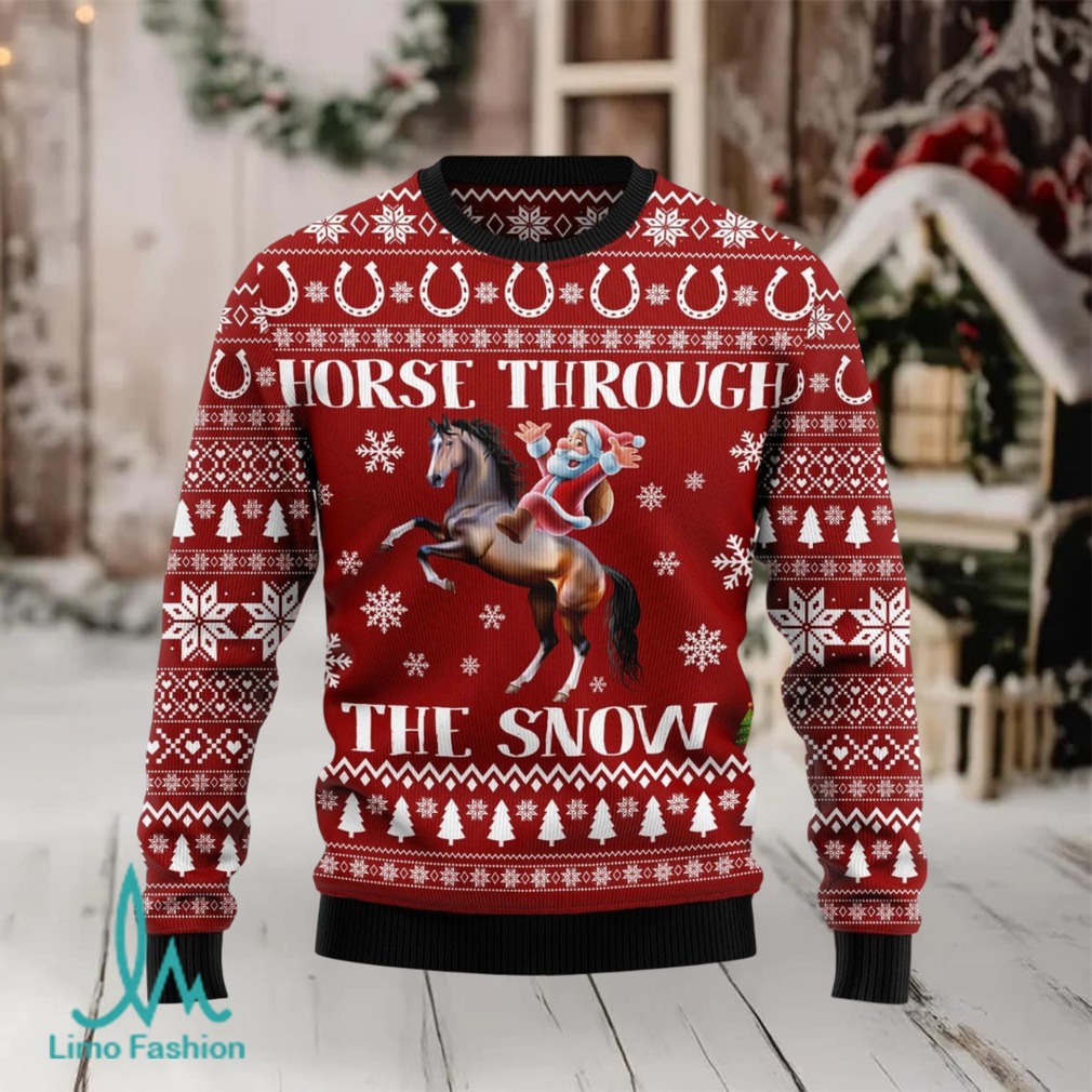 Horse Through The Snow Ugly Christmas Sweater Horse Through The Snow Ugly Christmas Sweater