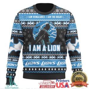 I Am A Lion Detroit Lions Batman Fan Ugly Sweater